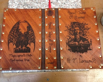 Leather covered copy of Great Tales of Horror by H.P. Lovecraft