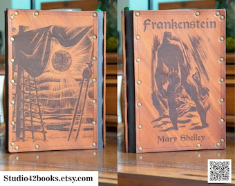Leather covered copy of Frankenstein by Mary Shelley