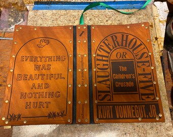 Leather covered copy of Slaughterhouse-Five by Kurt Vonnegut