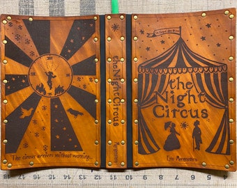Leather covered copy of The Night Circus by Erin Morgenstern