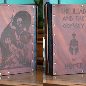 Leather covered copy of The Illiad and the Odyssey by Homer