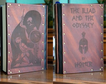 Leather covered copy of The Illiad and the Odyssey by Homer