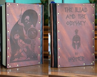 Leather covered copy of The Illiad and the Odyssey by Homer