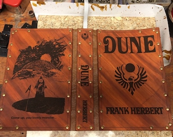 Leather covered copy of Dune by Frank Herbert.