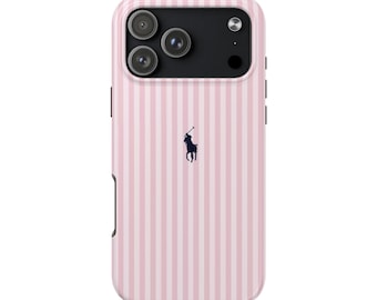 Pink Striped Polo Player Phone Case | Tough Phone Case