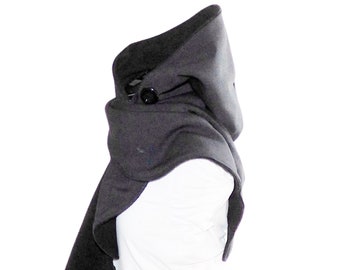 Hooded scarf (long) - dark grey/black