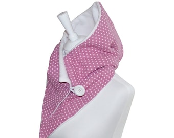 Hooded scarve mousseline roze wit gestippeld