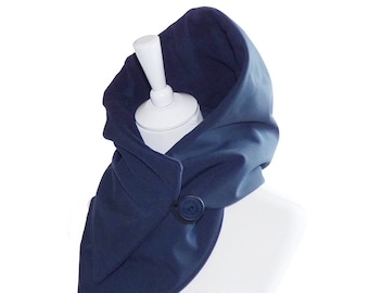 Softshell sjaal met capuchon, waterdicht, donkerblauw
