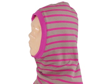 Kinder Schlupfmütze, 48 - 52 cm Loop, Kindermütze, Jersey, Fleece, beige, pink