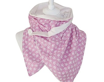 Sjaal, jersey, driehoek sjaal, sjaals, muf, kraag, halsdoek roze witte crème