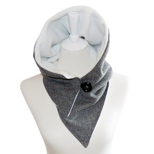 Hooded Scarf Wool material is mottled black-gray image 4