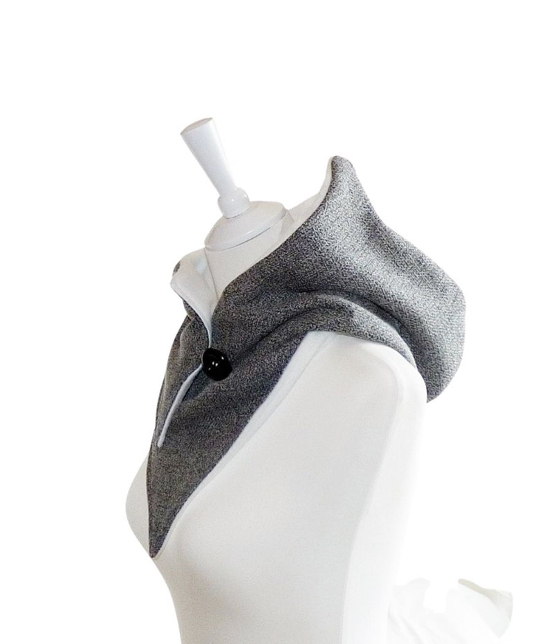 Hooded Scarf Wool material is mottled black-gray image 1