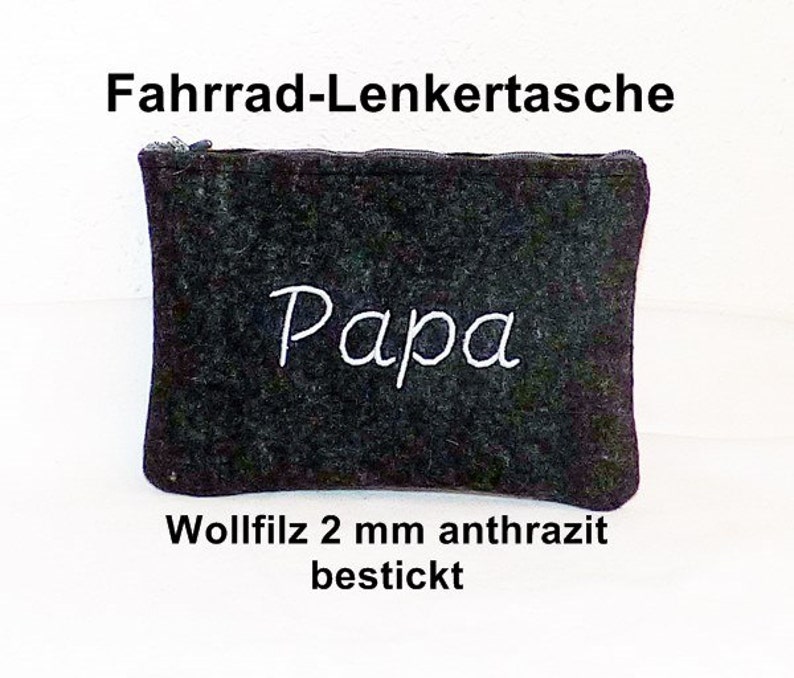 handlebars embroidered Wool Felt bicycle bag anthracite