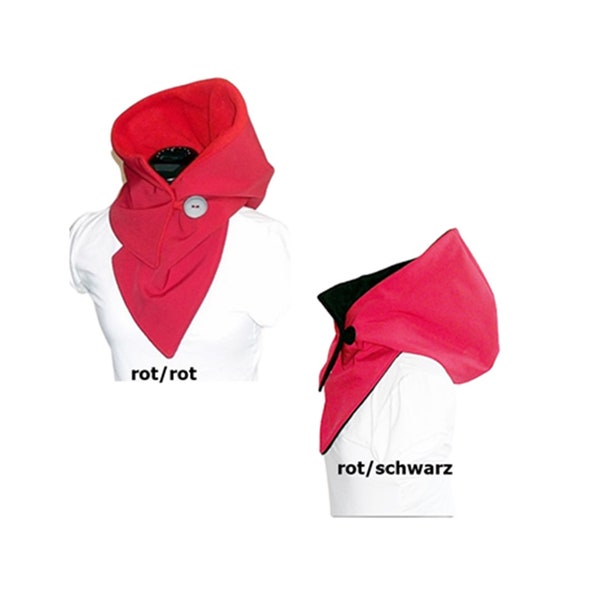 Hooded Scarf - Softshell / waterproof / red, Scarf, Shawls, Hood, Collar, Hooded Collar, Fleece, Hooded Shawl Collar
