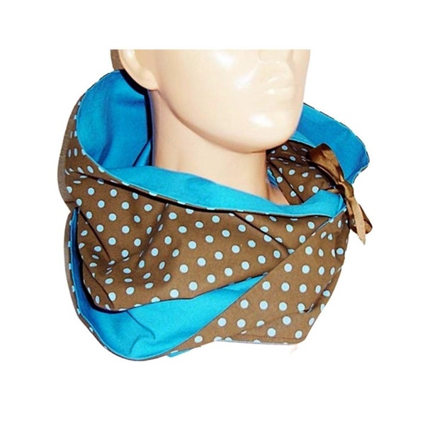 Round scarf/Loop/Circleschal - brown-turquoise dots