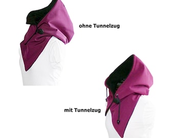 Hooded Scarf - Soft Shell / waterproof / berry