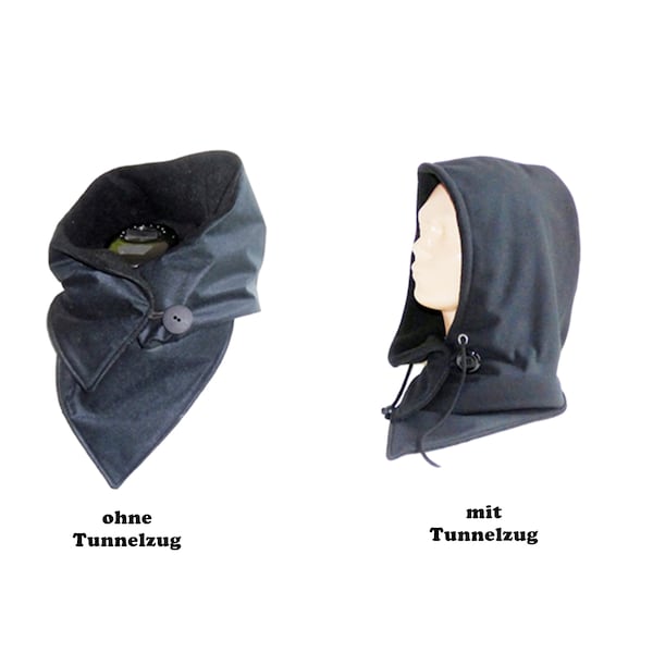 Hooded scarf softshell black