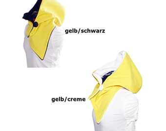 Capuchon Softshell, geel-zwart