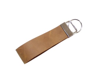 Keychain leather lanyard light brown