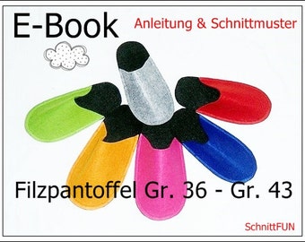 E-Book - Filzpantoffel Erwachsene, Nähanleitung und Schnitt