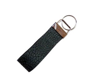 Keychain leather lanyard black with pattern