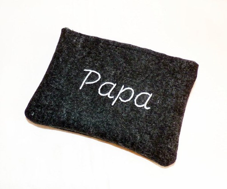 handlebars embroidered Wool Felt bicycle bag anthracite