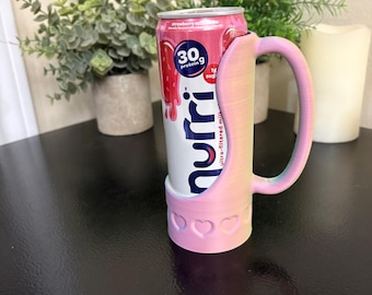 3D‑Printed Alani Can Holder – Pastel Gradient Heart Design, Custom Drink Cuzzi
