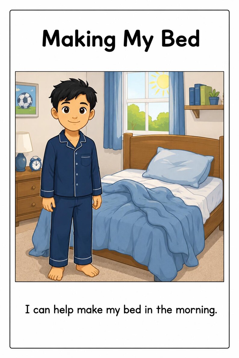 Making My Bed Social Story Autism Visual Support Morning Routine ...