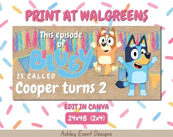 This Episode of Bluey Is Called Banner, Bluey Birthday Backdrop 4x6, Bluey Party Decor, Editable Canva Banner, Digital Download