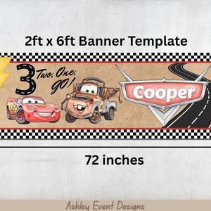 Cars Birthday Bundle, Three Two One Go Decorations, Lightning McQueen Party Kit, Walgreens Banner, Race Car Birthday image 13