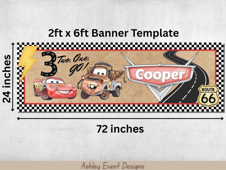 Cars Birthday Bundle, Three Two One Go Decorations, Lightning McQueen Party Kit, Walgreens Banner, Race Car Birthday image 13