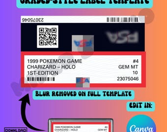 Editable Card Slab Label Template | DIY TCG Grading Sticker | Custom Label Template | Instant Download