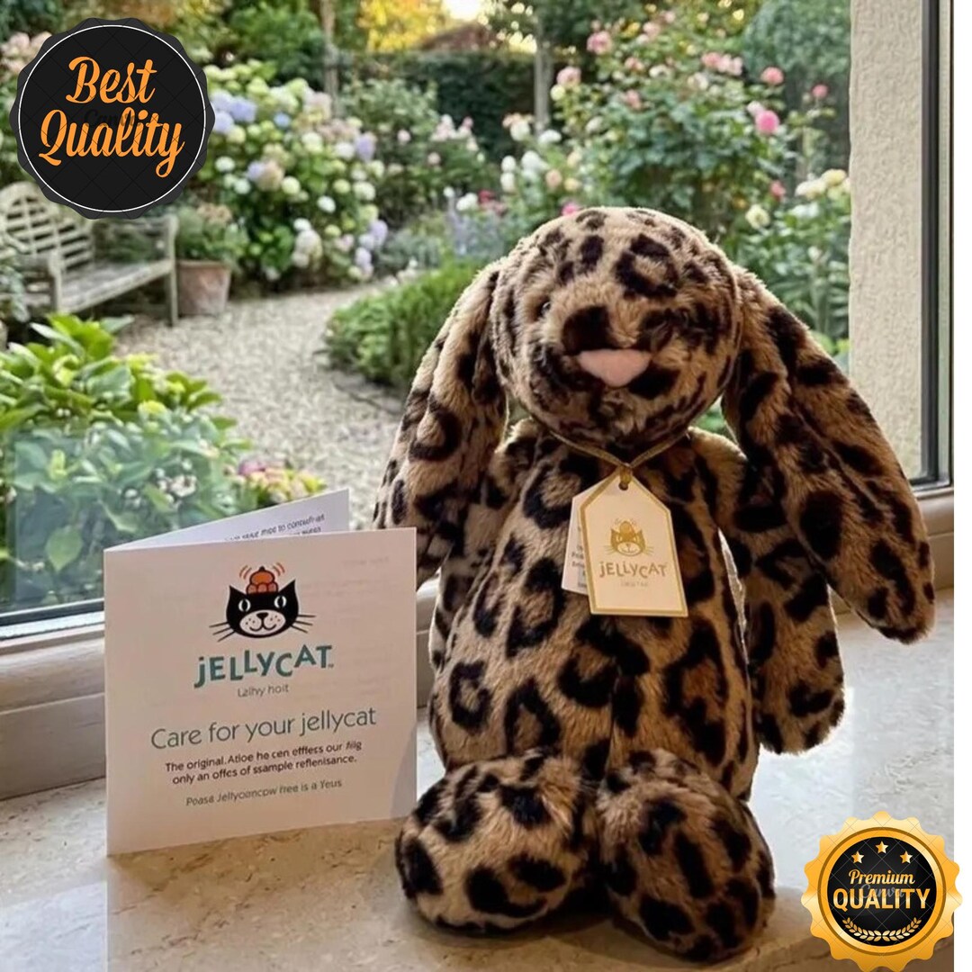 Jellycat Rabbit Decor Jellycat Bunny Plush, Leopard Rabbit Plushie, Soft Baby Comfort Toy ...