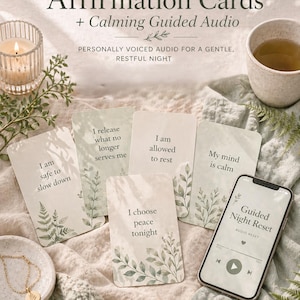 Personally-Voiced Guided Audio + Printable Affirmation Cards |Night Reset Kit
