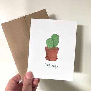 Carte rigolote, Carte cactus câlin gratuit, Carte de correspondance succulente, Carte de remerciement pour les mamans végétales, Carte de correspondance drôle, Carte pour papa, Carte pour petit ami, BFF