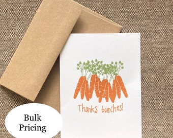 Wholesale Thank You Cards for Retail Shop, Carrots - Thanks Bunches! Cards