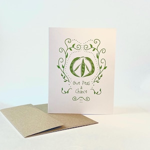 Give Peace A Chance, carte de voeux calembour, signe de paix pois, carte vierge, carte de remerciement, carte d'un ami, carte de réconciliation enjouée, je suis désolé