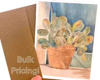 Wholesale Cactus Notecard Set: Watercolor Plant Card for Gift Shop