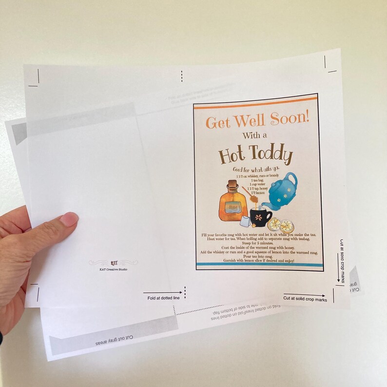 Printable Cocktail Recipe Get Well Card, Hot Toddy Get Well Card, Card
