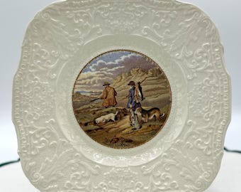 Juego de 6 platos Royal Cauldon "Ridgewood" / Diseño Sportsman / Plato inglés antiguo | Plato de coleccionista | Mesa de comedor estilo bohemio | Regalo de cumpleaños