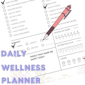Täglicher Wellness Planer A5 – 1 Seite PDF Download | 2 Drucke Pro Seite mit Schnittlinie | Sofort Download