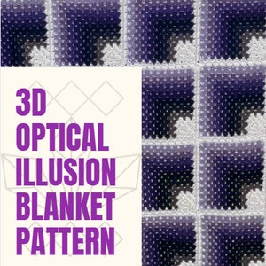 PATTERN 3D Optical Illusion Blanket Afghan Pattern image 2