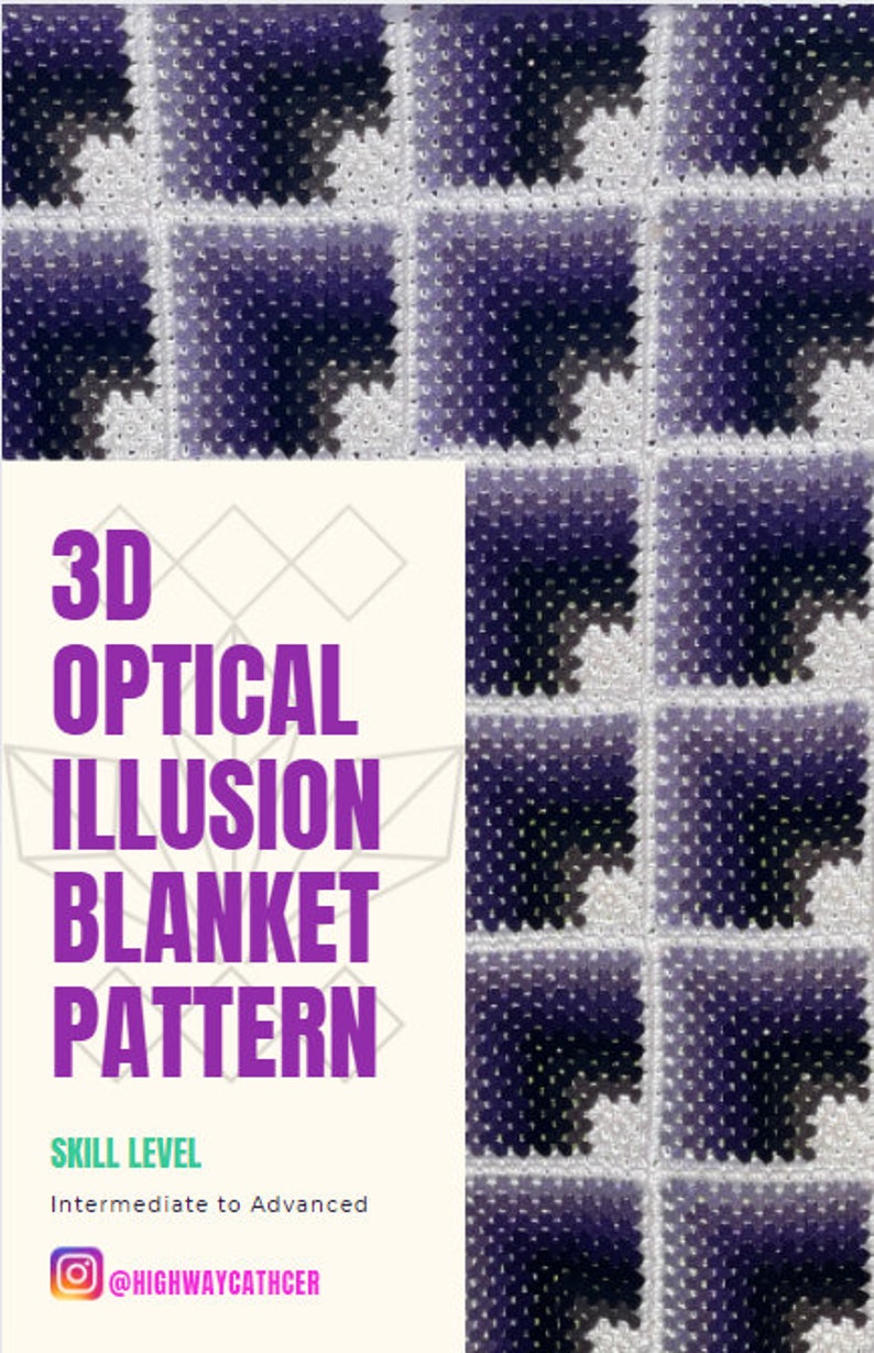 PATTERN 3D Optical Illusion Blanket Afghan Pattern image 2