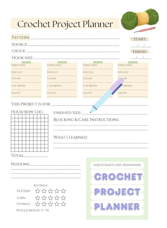 crochet bedspread project planning checklist yarn hook gauge graph paper