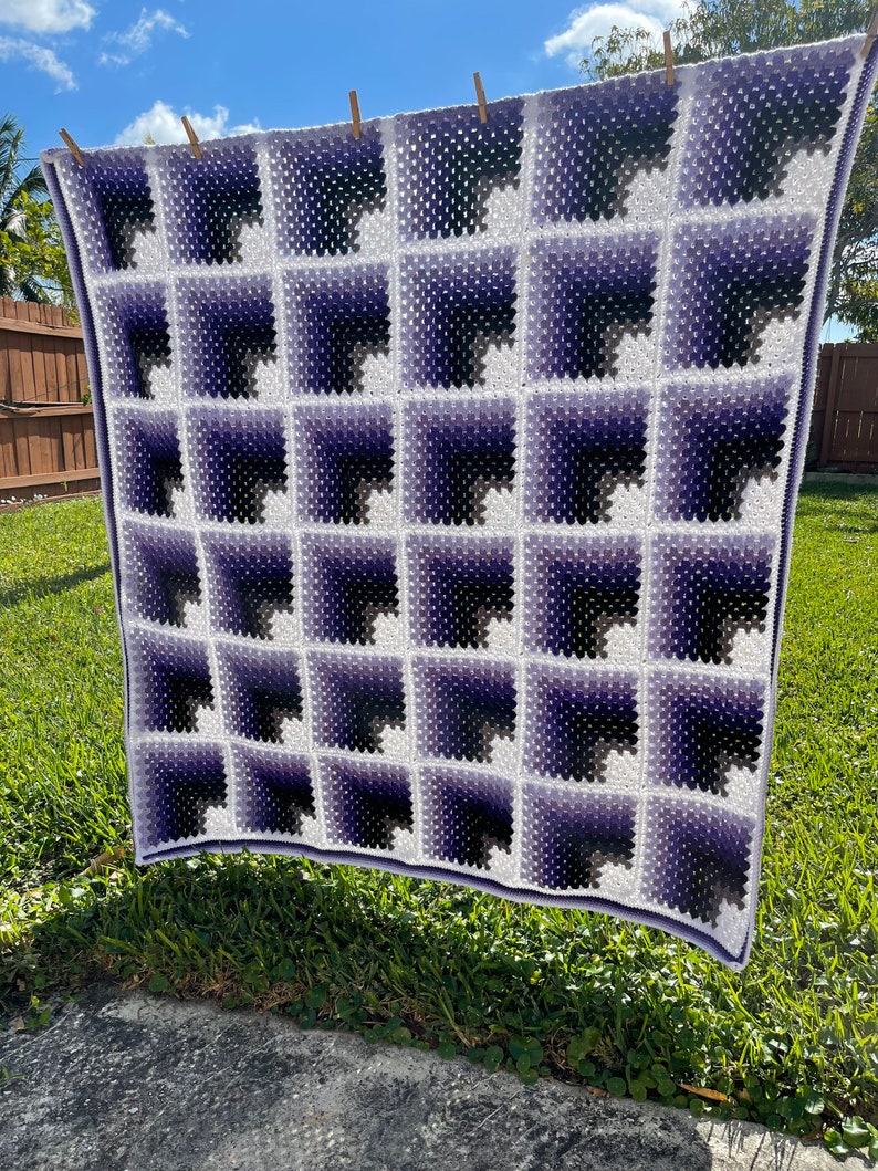 PATTERN 3D Optical Illusion Blanket Afghan Pattern image 6