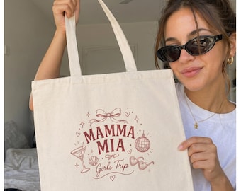 Bolso Mamma Mia, bolso de playa para viaje de chicas, bolso para despedida de soltera, bolso para el grupo de la novia, bolso para vacaciones en la costa, bonito bolso de lona reutilizable