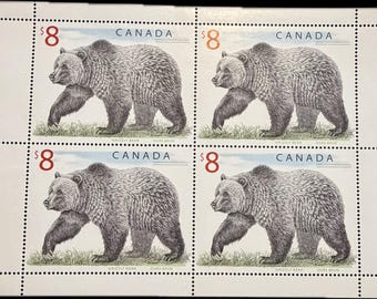 Canada Stanp - Mini arkusz z niedźwiedziami grizzly