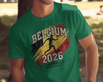 Belgium 2026 World Cup Football T-Shirt, Distressed Belgian Flag Soccer Fan Shirt, Dad Son Match Day Tee, Royal Belgian FA Supporter Gift