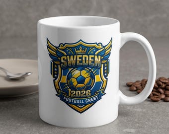 Sweden 2026 Football Crest Mug | Swedish National Team Soccer Fan Cup
