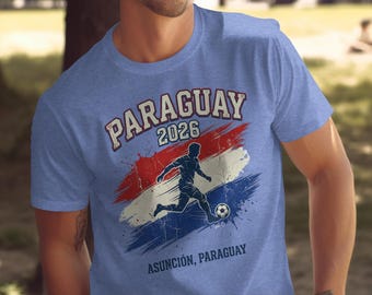 Paraguay World Cup 2026 T-Shirt, Distressed Asunción Soccer Fan Tee, Vintage Football Apparel Gift for Dad, Patriotic Game Day Tee Shirt